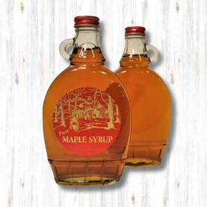 maple syrup in a glass jug